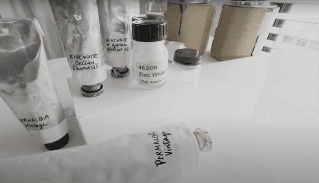 Various white paints made of different white pigments 2