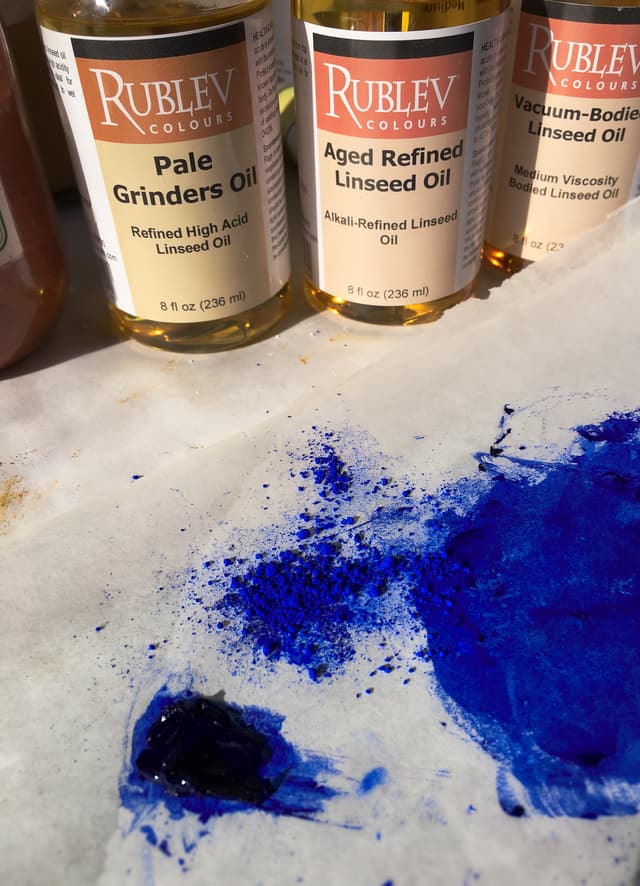 Studying oil paint chemistry and binding oils 2